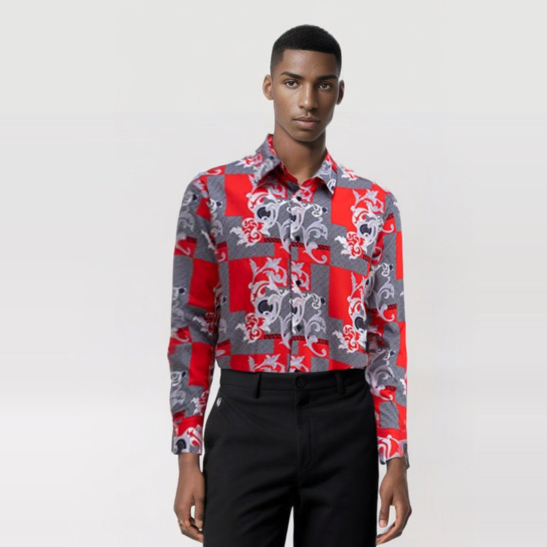 Robert Lewis 100% Cotton Print Shirt Red