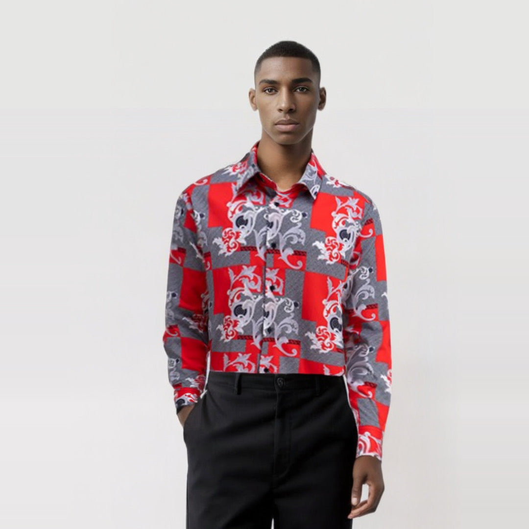 Robert Lewis 100% Cotton Print Shirt Red