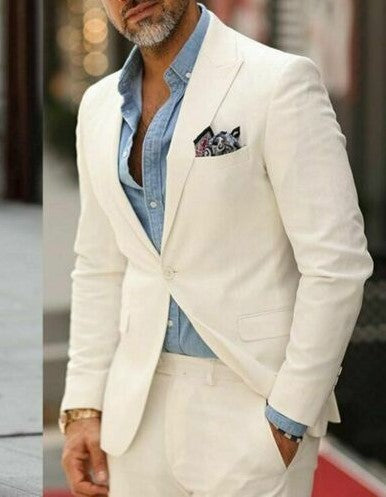 Enzo - White Linen Suit- Special Order Please Call